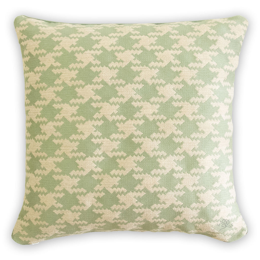 milton textiles grand houndstooth celadon aqua geometric pillow