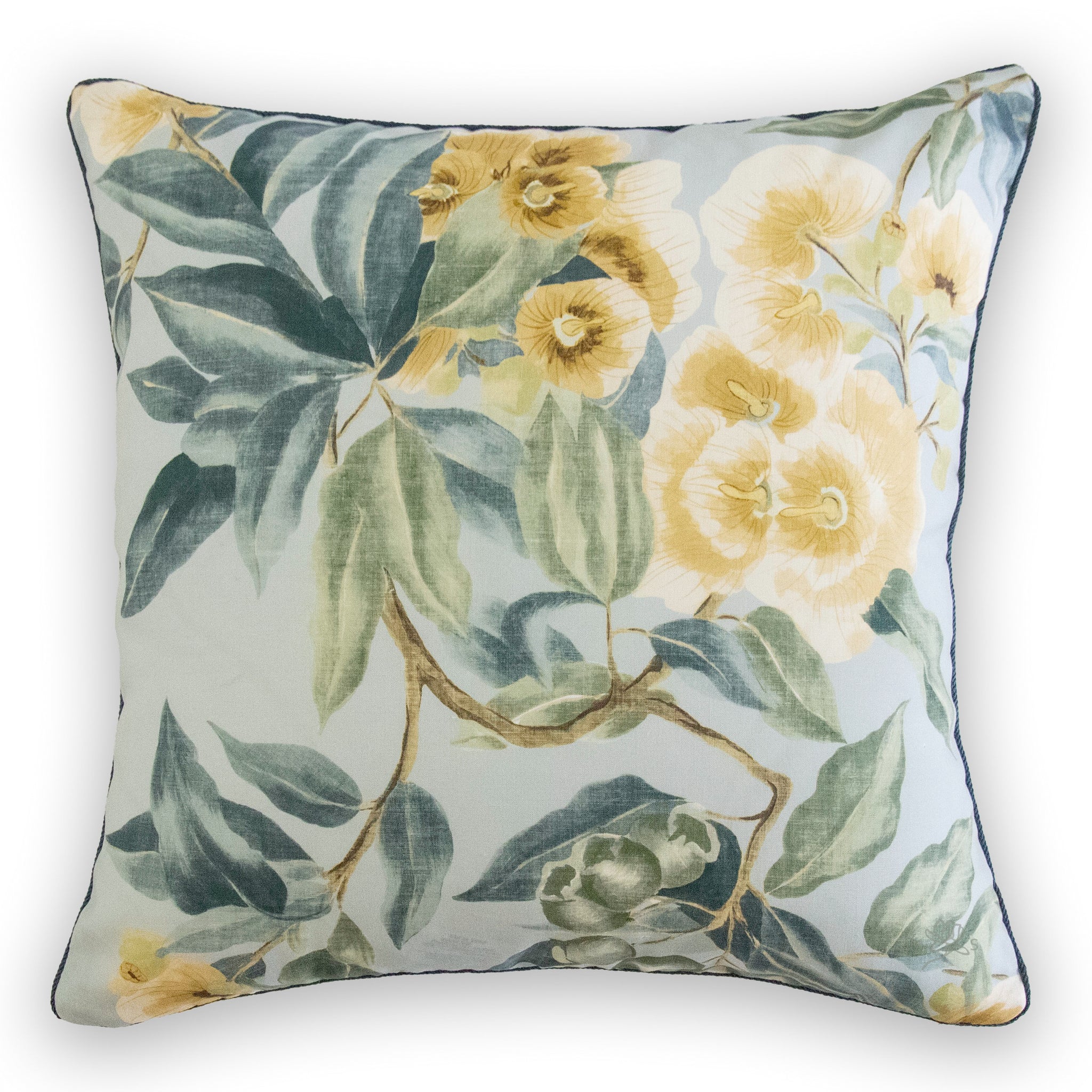 Set of 2 Pillows Thibaut Outdoor Pillow in Yellow selling and Blue, with Blue Brush Fringe. Designer Pillows // Outdoor Designer Pillows